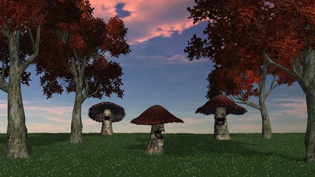 3 angry big brown mushrooms appear and die