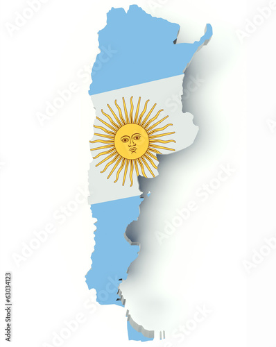 "Map of Argentina with flag colors. 3d render" Stock photo ...