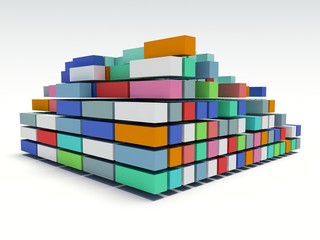 3d render representing a group of stacked cargo containers.