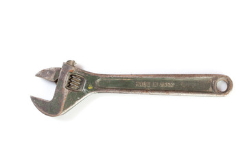 isolated vintage wrench  on white