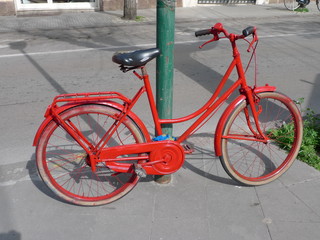 red bike on the street