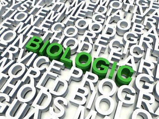 Word Biologic in green. Keyword concept.