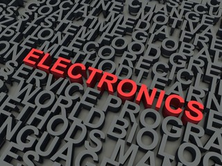 Word Electronics in red. Keyword concept.