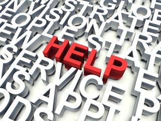 Word Help in red. Keyword concept.