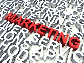 Word Marketing in red. Keyword concept.