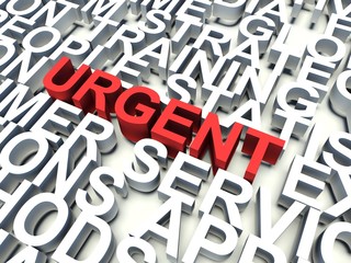 Word Urgent.  Keyword concept.