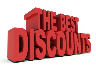 Advertising words The best discounts. 3d render