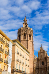 Valencia cathedral and Miguelete in plaza de la Reina