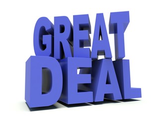 Advertising words Great deal in blue. 3d render