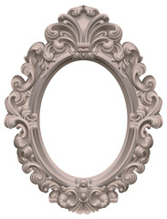 Cadre baroque ovale gris taupe
