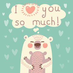 Greeting card for the bear mother and cub.