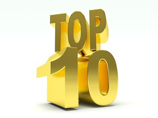 Golden Words Top 10. 3d render