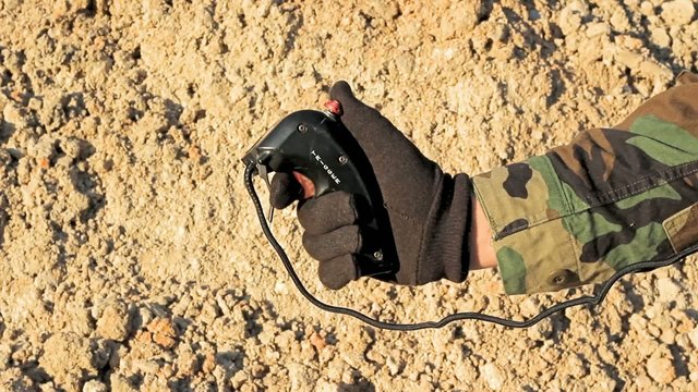 Trigger Controller Used By Soldier Closeup