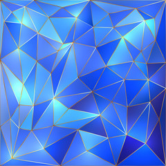 Vector crystal blue and gold lattice background