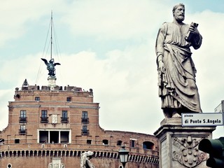 castel sant angelo and statue of bridge sant angelo