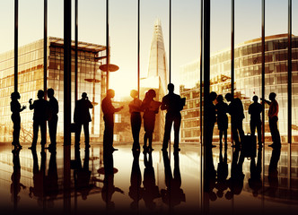 Silhouette of Business People in London Office