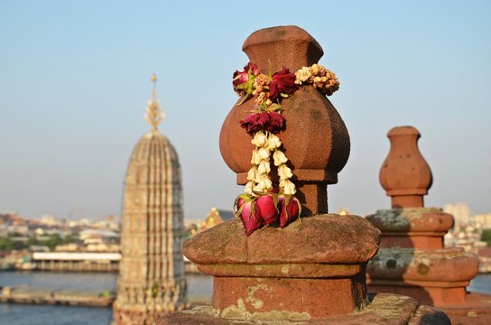 Thai Flower Garland And Bangkok View