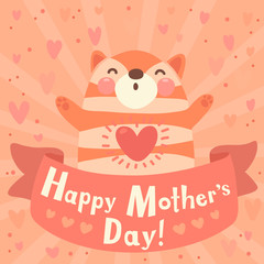 Greeting card for mom with cute kitten.
