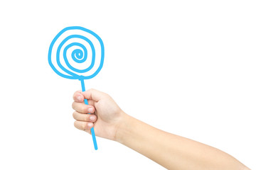 Kid hand imagine hold candy