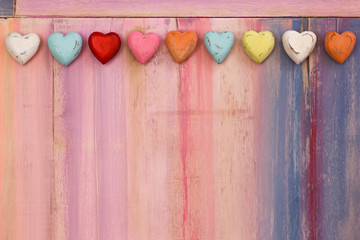Love Colorful Hearts on Painted Board