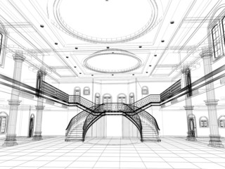 sketch design of interior hall