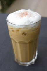 Iced coffee cappuccino with soft cream.