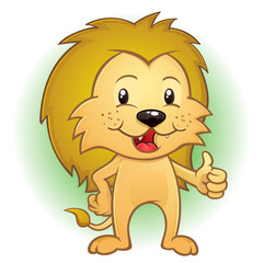 Lion Cartoon Character Thumbs Up