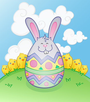 Easter Bunny Egg Cartoon Character