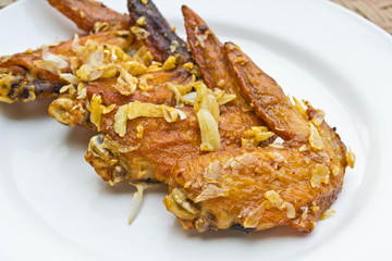 Chicken wings place on plate