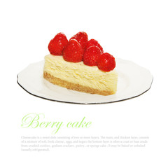 strawberry cheese cake isolated on white background