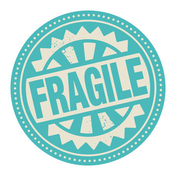 Abstract stamp or label with the text Fragile written inside