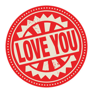 Abstract stamp or label with the text Love You written inside