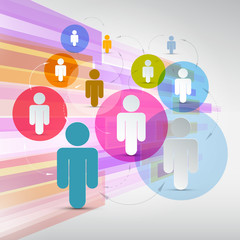 Vector Paper People in Circles - Social Media Connection Symbols