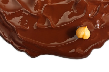 Chocolate background with nut.