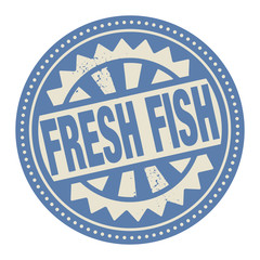 Abstract stamp or label with the text Fresh Fish written inside