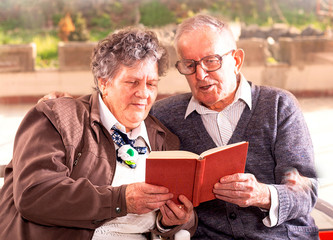 senior couple reading