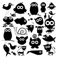 Black Vector Animals Silhouette Set
