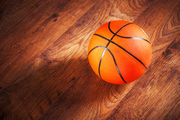 Basketball sitting on court