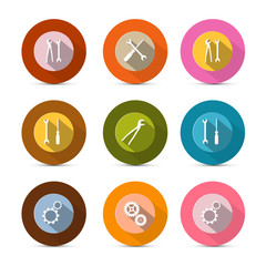 Circle Tools Vector Icons Isolated on White Background