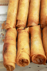 Fried spring rolls in the market