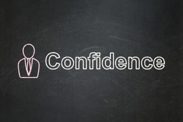 Obraz premium Business concept: Business Man and Confidence on chalkboard