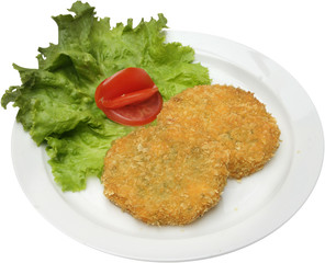 Baked vegetable marrow, served with salad