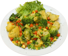 Vegetarian food. Dish from mixed fresh vegetables.