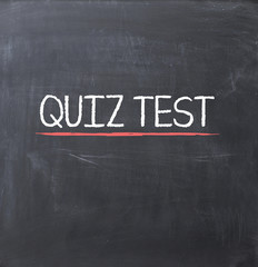 Quiz test text on a blackboard