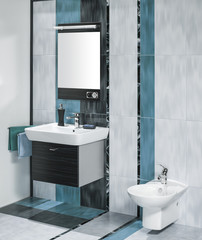 detail of a luxurious bathroom interior with miror and sink with