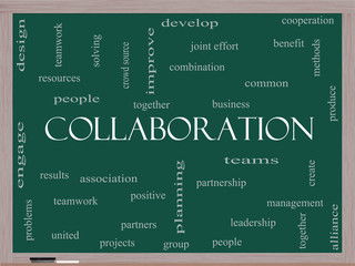 Collaboration Word Cloud Concept on a Blackboard