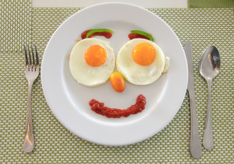 Happy Face Frying Eggs breakfast