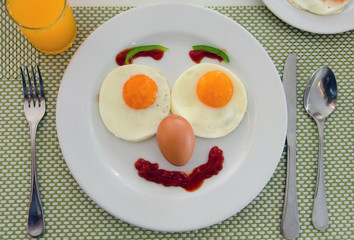 Happy Face Frying Eggs breakfast