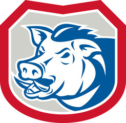Wild Pig Razorback Head Shield Retro
