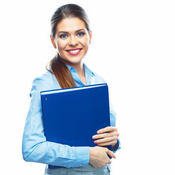 Smiling Business Woman With Business Folder.